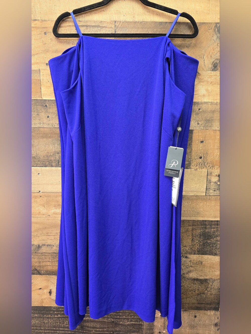 Adrianna Papell Royal Blue Off Shoulder Cape Dress Size 16W - Picture 4 of 13